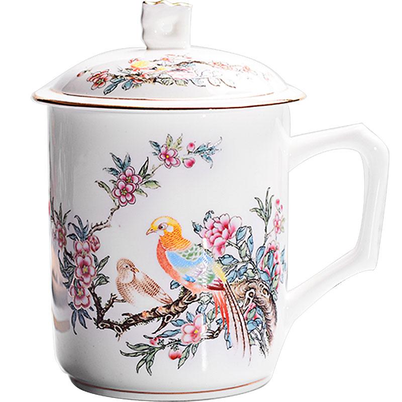 Luxury Pomegranate Mug Cup Superior Quality Fine Bone China Porcelain Mugs White 16oz 500Ml With Lid Ceramic Mug Espresso Garden