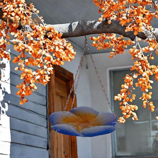 Подвесная ванна для птиц, стеклянная миска для воды для птиц, садовая ванна для диких птиц, поднос, кормушка для украшения двора и газона