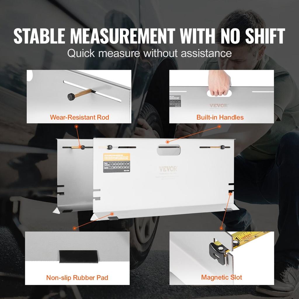 Wheel Alignment Tool, 2-Pack Alignment Tool Toe Plates, Stainless Steel Toe Angle Measurement Tool Plate, 4 Alignment Rods and Magnetic Slots,