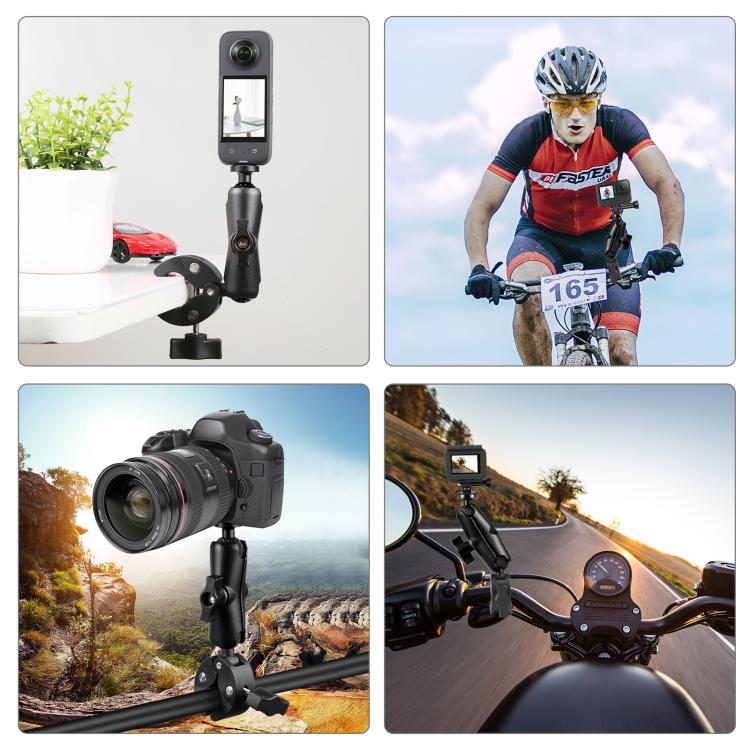 PULUZ Мотоциклетный зажим-краб с фиксированным креплением на руль для GoPro и других экшн-камер(черный)
