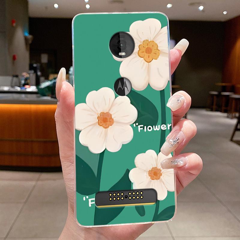 Case For Motorola Moto Z4 Play Coque Flower Butterfly Protective Casing Moto Z4 Play Transparent Soft Silicone TPU Phone Cover