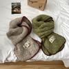 Aesthetic Green Knit Wool Scarf Women Autumn Winter Warm Neck Warmer Fashionable