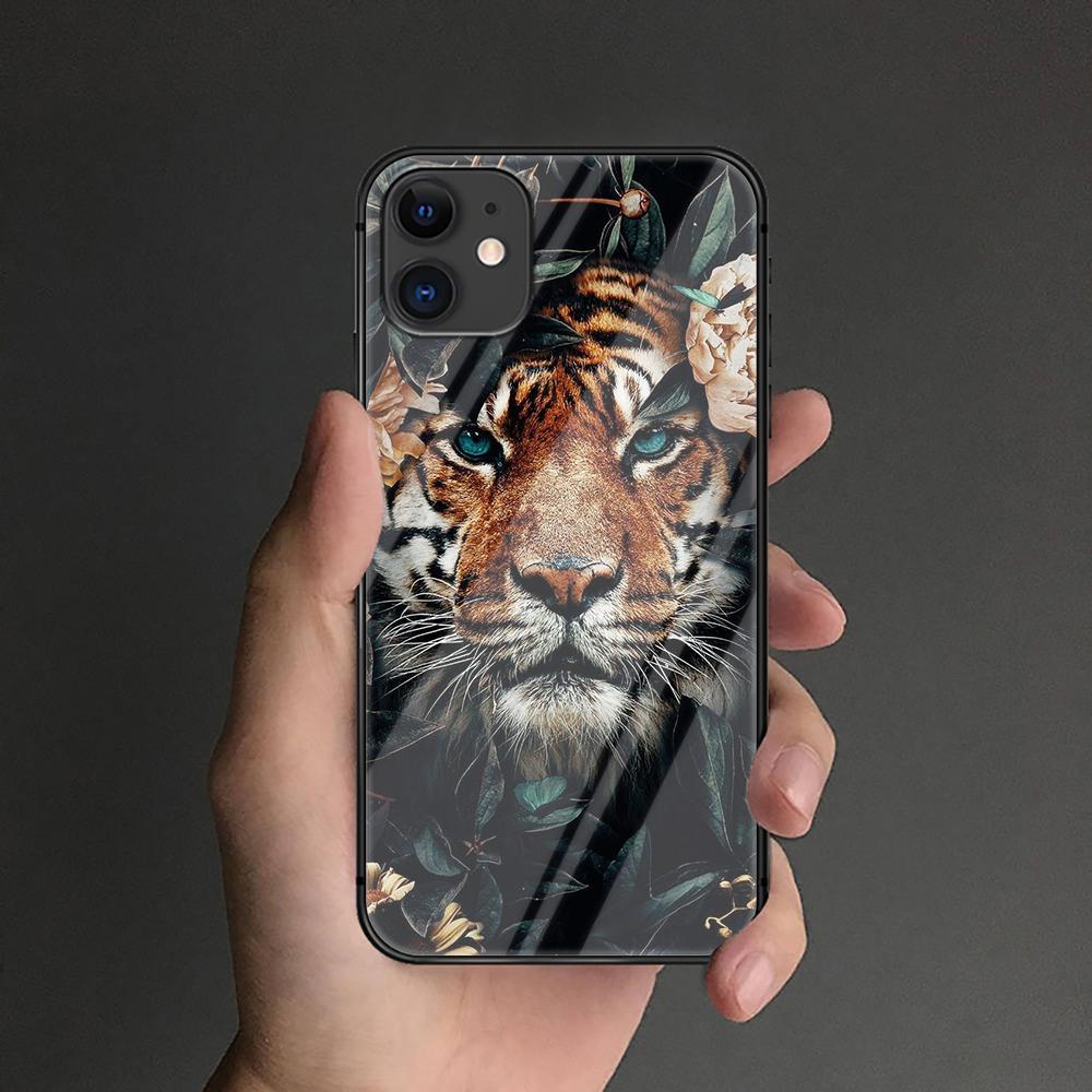 Чехол из закаленного стекла с тигром для iPhone Samsung Galaxy OnePlus Oppo Xiaomi Redmi Note SA 7 8 9 10 11 12 13 14 20 21 22 53 Pro Max Plus Ultra
