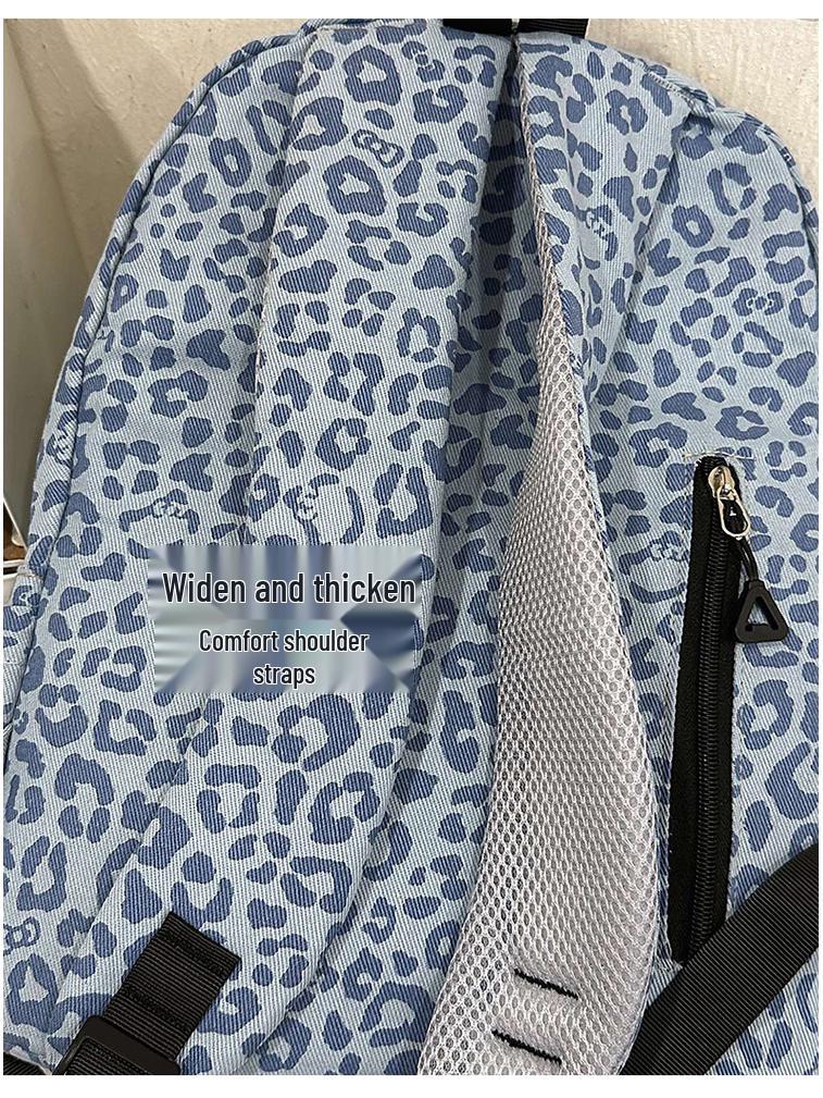 Women's Red Leopard Print Double Shoulder Backpack - Stylish American Niche Travel Bag, Large Capacity, Lightweight