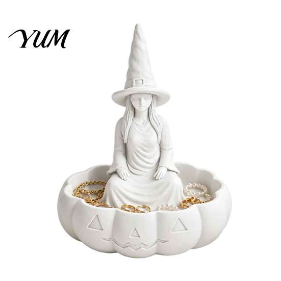 Mysterious Style Key Dish Halloween Witch Jewelry Dish, Gothic Trinket Desktop Unique Organizer for Trinkets Storage Tray Rings Keys Home Office Decor