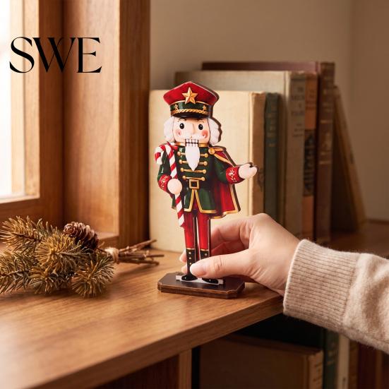 Holiday Gift for Family Christmas Nutcracker Table Sign, Wooden Soldier Figure Standing Vintage Room Decoration Decorative Desktop Ornament
