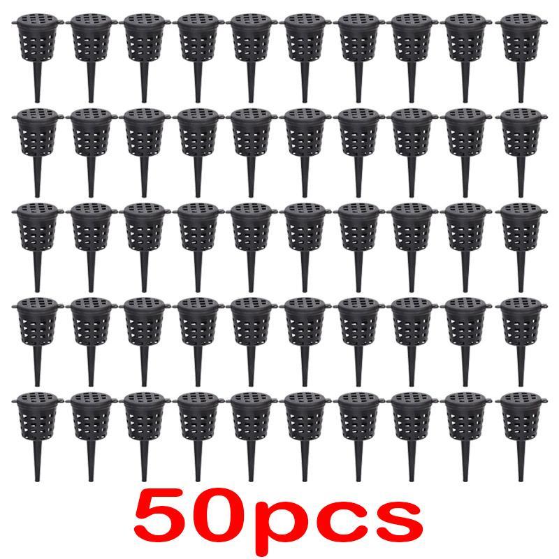 50Pcs Plant Fertilizer Baskets Dome Case Plastic Automatic Nursery Pots with Lid Plant Bug Portable Bonsai Cover Box Tools