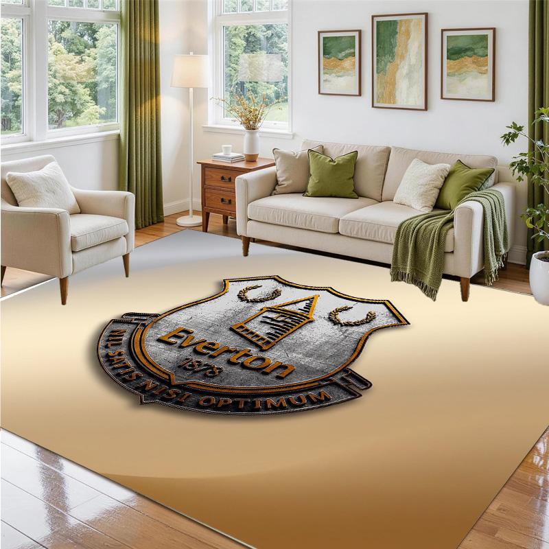 Everton Football Design Crystal Velvet Rug Soft Decorative Mat for Bedroom Entrance