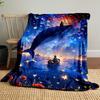 A magical scene with a whale, glowing vortex, butterflies, and roses. for all seasons blanket lunch break throw gift