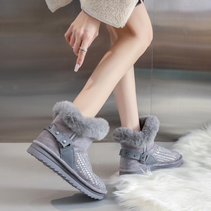 Женские ботинки, новые зимние плюшевые высокие зимние ботинки для женщин, теплые повседневные лаконичные удобные элегантные хлопковые женские ботильоны
