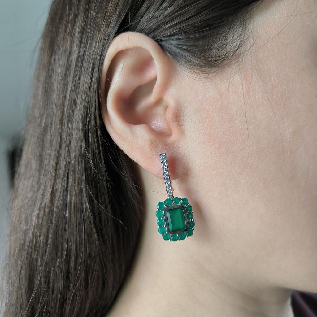 Серебряные серьги с натуральным агатом 7.73ct (2181811)