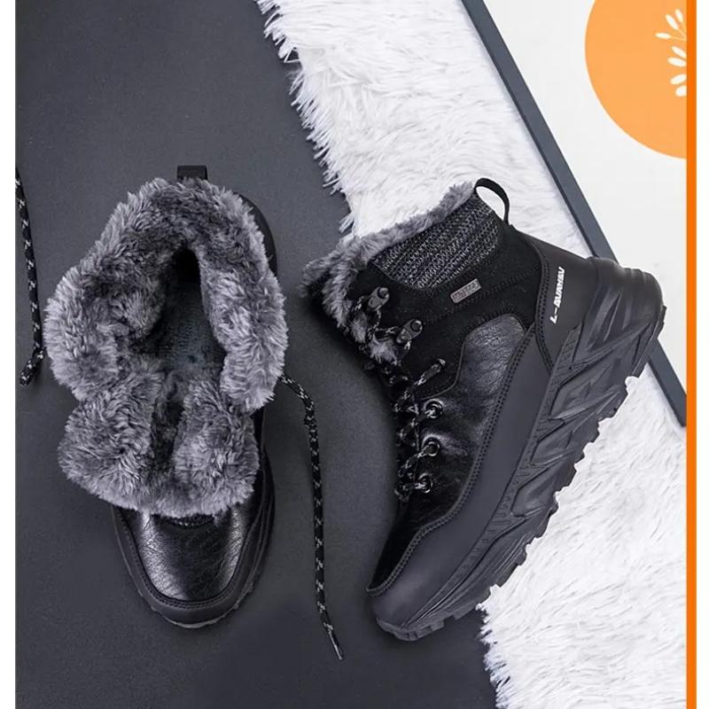 Thick Plush Lined Cold Weather Ankle Boots Women Off White Patchwork Leather Anti Slip Rugged Outsole Winter Warm Walking Shoes