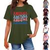 Women's Fashion Independence Day Printed Round Neck Short Sleeved Casual T-shirt Top