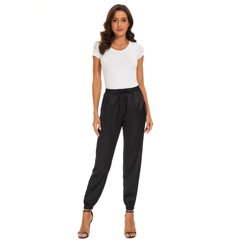 VANGULL Брендовые женские атласные брюки с эластичной резинкой на талии, спортивные брюки для отдыха с карманом