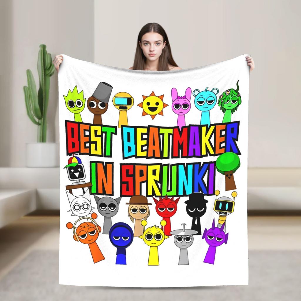 Игровое одеяло Sprunki из фланели Новое плед-покрывало для дома, отеля, дивана 125*100 см Плюшевое тонкое одеяло