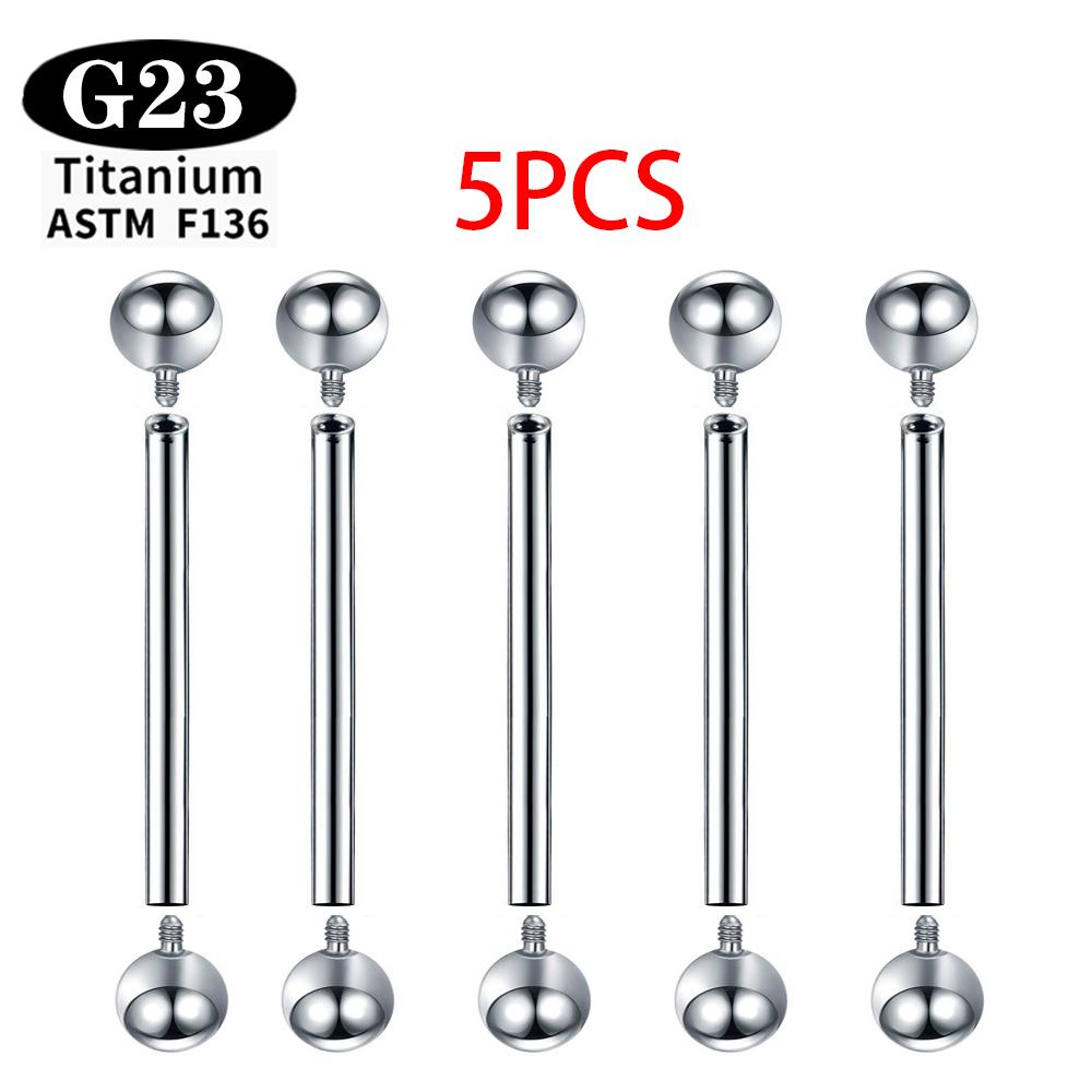 Титановый имплантат ASTM F136 Прямые штанги с внутренней резьбой Пирсинг языка Пирсинг ушей Украшения для пирсинга Штанга 2/5/50 шт./лот