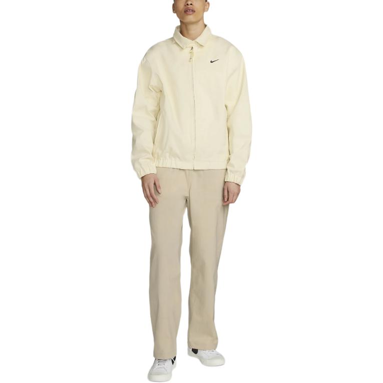 Nike Logo Print Zip Collar Long Sleeve Jacket Unisex jackets Beige DQ6335-113