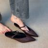 Lan Cabinet Edition~ New Pointed-toed Thick-soled Bag Head Half Slippers French Retro One-word Buckle Strap Fashionable Light-mouth Muller Shoes