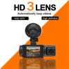 3-канальная видеокамера для приборной панели WIFI CAR DVR 1080P 3-объективная видеокамера для приборной панели внутри автомобиля Трехсторонняя камера Черный ящик Регистратор Видеорегистратор Видеокамера