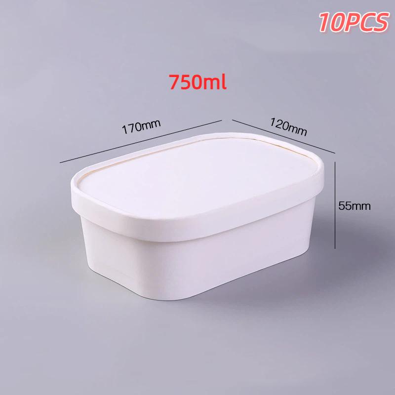 10Pcs Square Disposable Kraft Paper Lunch Boxes Leak Proof Lidded Food Containers for School Students Office Workers