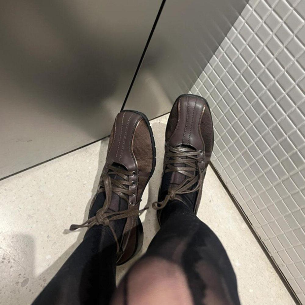 Женские балетки Модные повседневные туфли в стиле ретро на шнуровке Удобные легкие балетки