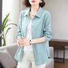 Cotton Lapel Shirt Spring and Autumn Womens Shirt Casual Long-sleeved Top