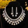 European and American Luxury Shiny Rhinestone Necklace Earrings Set, Fashion Trend Item Earrings Two-piece Set