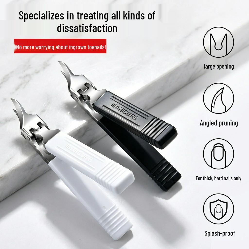Ultra-Sharp Slanted Nail Clippers with Anti-Splash Guard & Pointed Tip - Ideal for Thick Nails & Grooves