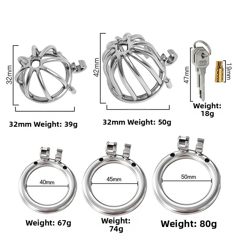 SEXBAY Stainless Steel Chastity Cage Metal Penis Cage Dildo Chastity Lock Cock Ring Adult Sex Toy for Male BDSM/SM