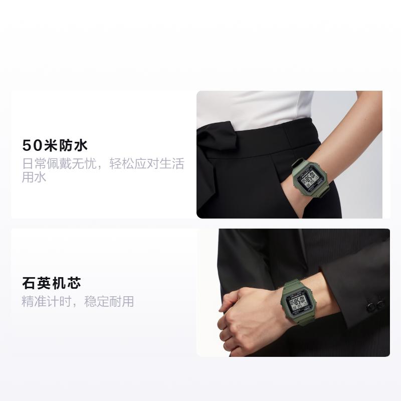 Casio 50м водонепроницаемый Кварцевый смоляной ремешок мужской и женский одинаковый стиль серый циферблат W-217H-3AVDF