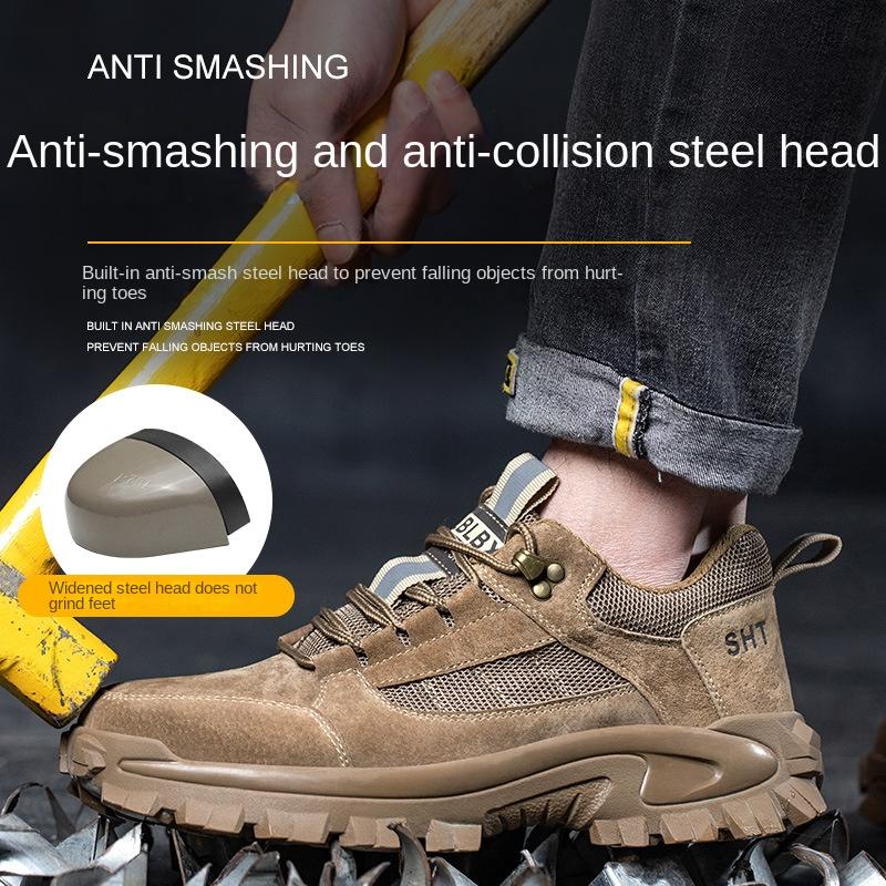 Labor Insurance Shoes Are Smash-proof and Puncture-proof, Summer Mesh Breathable Men's Comfortable Safety Shoes