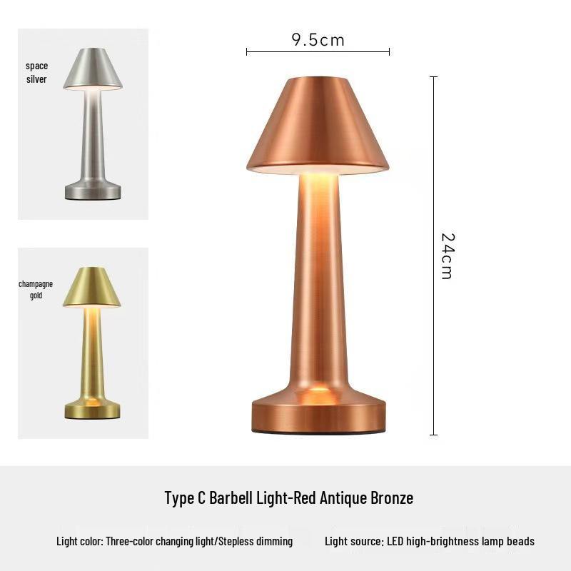 Retro LED Touch Table Lamp - USB Rechargeable for Bedside, Dining, Bar, and Desktop Atmosphere