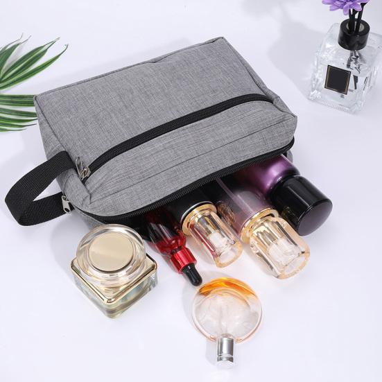 Portable Toiletry Bag Oxford Fabric Makeup Bag with Side Handle Large Capacity Cosmetic Pouch for Weekender Travel Business Trip