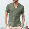 Men's Pure Cotton Casual Short-sleeved Summer Breathable Solid-color T-shirt with Pockets Henry Shirt