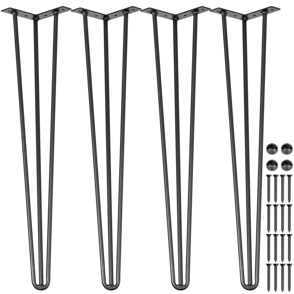 Hairpin Table Legs 28 inch Black Set of 4 Desk Legs Each 220lbs Capacity Hairpin Desk Legs 3 Rods for Bench Desk Dining End Table Chairs Carbon Steel
