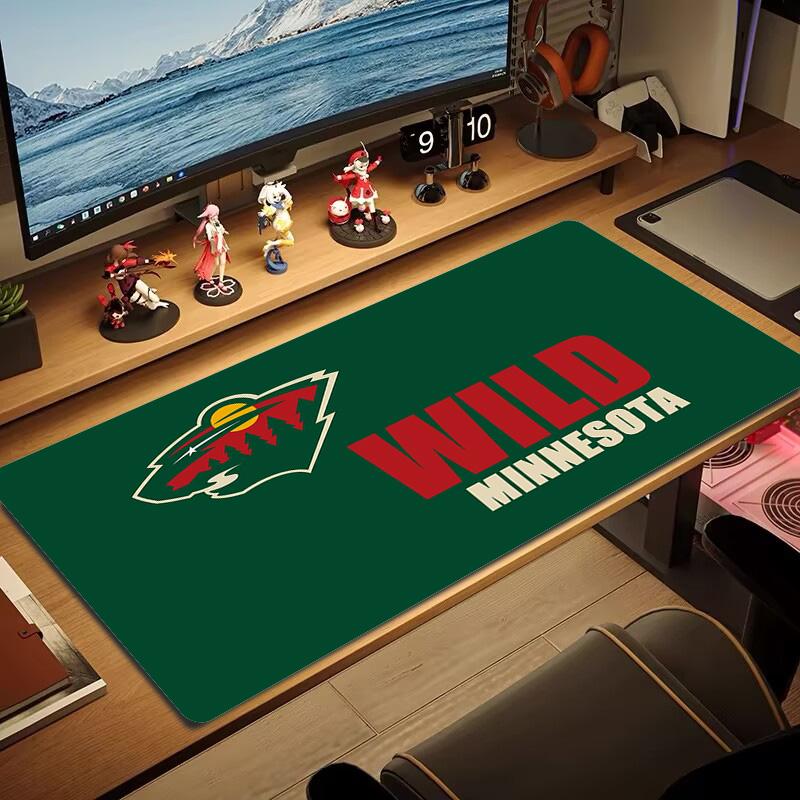 Коврик для мыши с логотипом Minnesota Wild, большой, для игровой поверхности стола, нескользящий, для ноутбука, планшета, большой коврик для мыши XXL, коврик для мини-ПК, с заблокированным краем