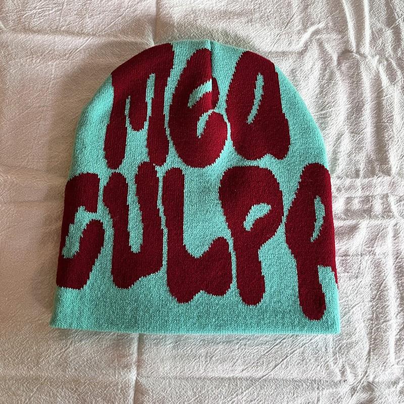 Fashion Versatile Knit Beanie Winter Warm Jacquard Cap Streetwear Letter Cold Hat
