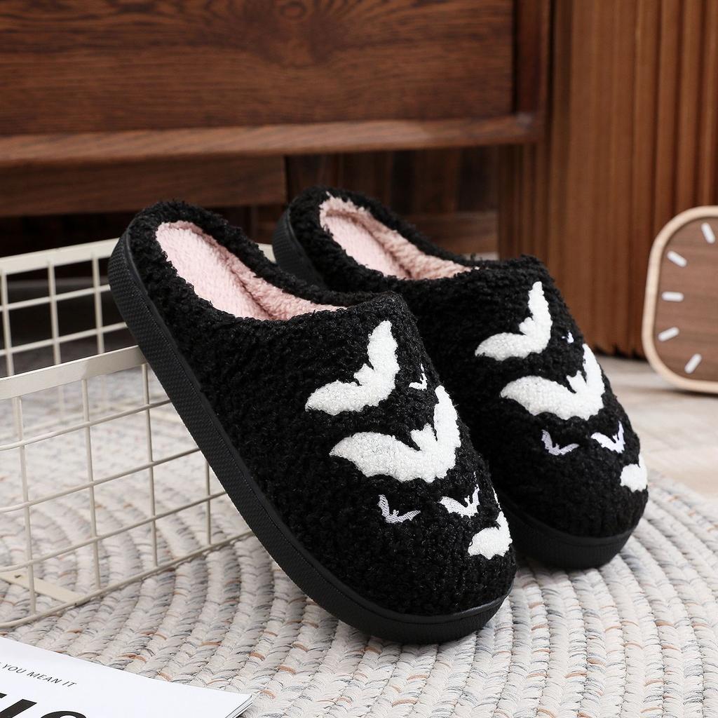 2024 Women Plush Slippers Autumn Winter Warm Funny Green Haired Monster Shoes Cute Fluffy House Non Slip Couples Cotten Slippers