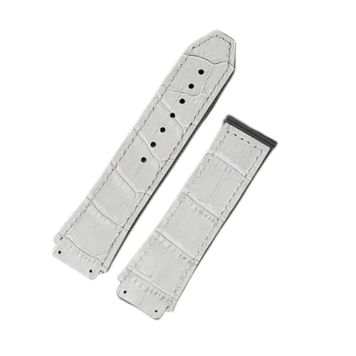 Small Shop Genuine Leather Strap Fits Hublot Big Bang Series Men's and Women's Rubber Leather Sports Watch Bracelet, 19x25mm, Watch Accessories (Grey)