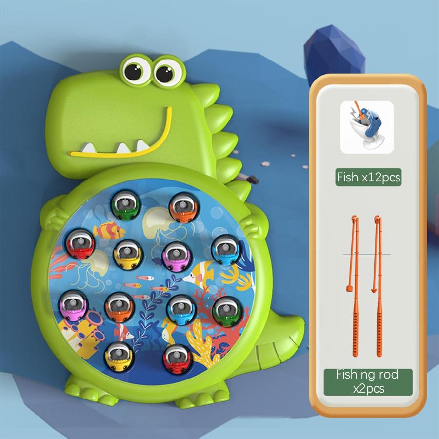 Magnetic Fishing Toy for Kids, Educational Early Learning Game, Parent-Child Interactive Fishing Board with Magnetic Rod for Boys and Girls (Green)