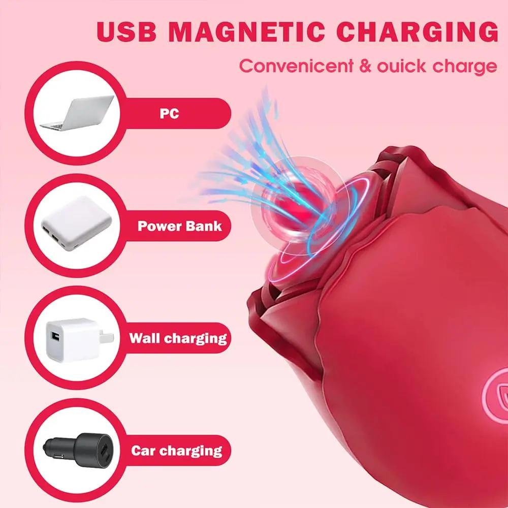 Rose Sucking Vibrator Women Powerful Vacuum Clitoral & G-Spot Stimulator for Solo Pleasure, USB Rechargeable Adult Sex Toy
