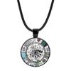 1Pc Blue Evil Eye Time Gem Necklace, Vintage Black Leather Cord Pendant Sweater Chain for Women