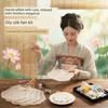 Handmade Silk Fan DIY Material Kit, New Chinese Style Retro Intangible Cultural Heritage Embroidery, Creative Self-Made Banana Leaf Fan, Flower Fan