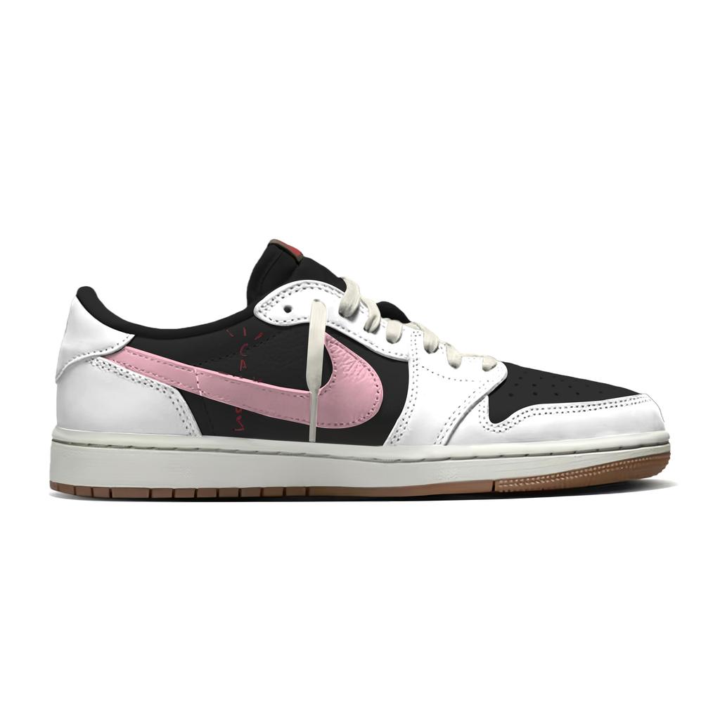 Travis Scott x Jordan Air Jordan 1 Black Pink Travis Scott X AJ1 Low Cushioning Low top Vintage Basketball Shoes Unisex DZ4137-700(Team1698-)