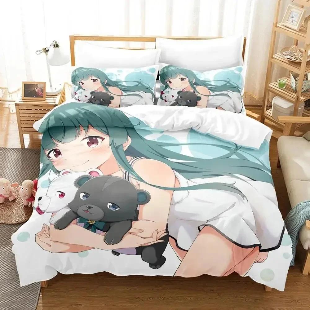 Новый Kawaii Аниме Кума Кума Кума Медведь Комплект Постельного Белья Принт С Наволочкой Пододеяльник Мягкий Односпальный Двуспальный Queen Super King Размер