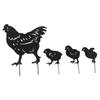 4 шт. Силуэт курицы-несушки, полый дизайн колышка, милый дизайн курицы-несушки, прочный металлический куриный двор
