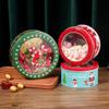 Christmas Cartoon Tin Box: Round Clear Biscuit & Cookie Container for Kids' Candy