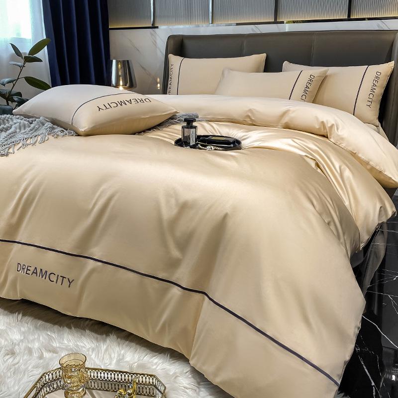 Роскошный комплект из 4 предметов из длинноволокнистого хлопка Синьцзяна: Осенне-зимние простыни, пододеяльники и постельные принадлежности