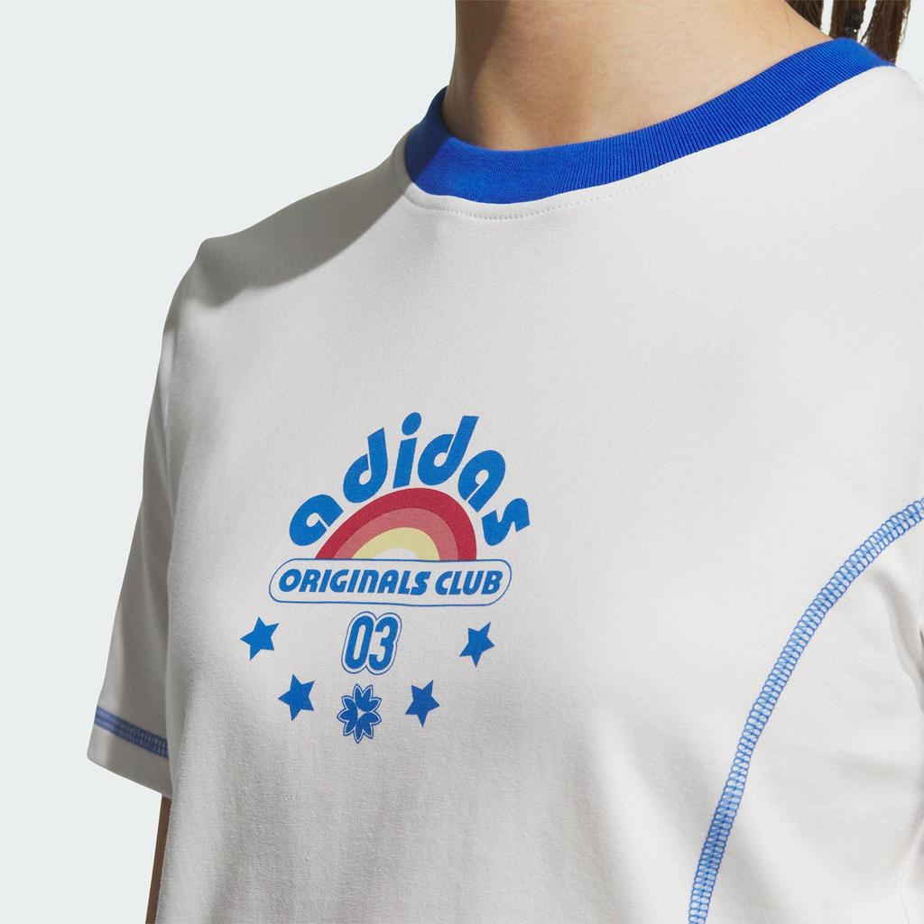 Adidas Оригинальная спортивная серия лайфстайл Модная дышащая футболка с коротким рукавом Женские топы Белый JX6570