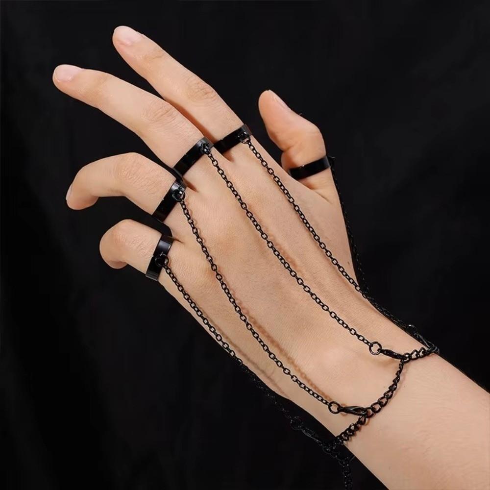 Detachable Punk Bracelet Ring Gothic Finger Chain Cool Design Open Chains Rings  Rave